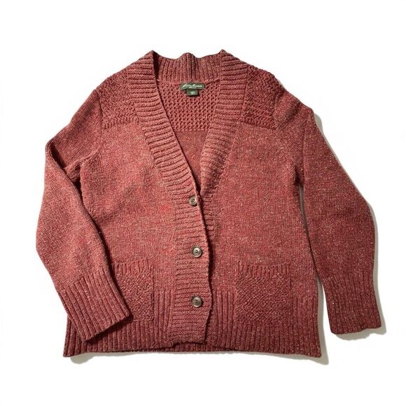 Eddie Bauer Chunky Knit Cardigan Woman's Size Medium Wool Blend Classic Modern - Picture 1 of 10